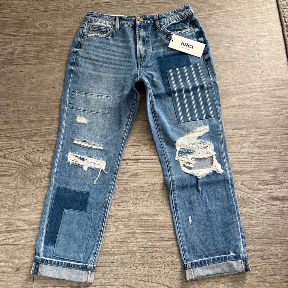 Mica Distressed Patchwork Jeans NWT - Picture 2 of 11